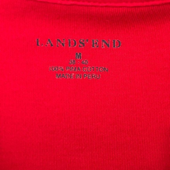 Lands End Pullover Polo Golf Shirt Mens M Short Sleeve Top Red Cotton Pullover - Picture 5 of 6